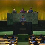 Presiden RI Prabowo Subianto saat menyampaikan pidato dalam Sidang Umum ke-80 PBB di New York, Amerika Serikat, Selasa (23/9/2025). (Foto: tangkapan layar setpres)