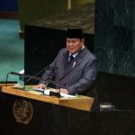 Presiden RI Prabowo Subianto saat menyampaikan pidato dalam Sidang Umum ke-80 PBB di New York, Amerika Serikat, 23 September 2025. (Foto: @prabowo)