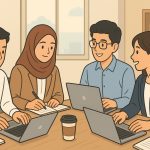 Para fresh graduate mengikuti program magang di perusahaan. (Ilustrasi dibuat menggunakan SORA)