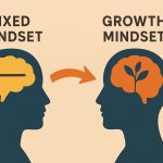Transformasi dari fixed mindset menuju growth mindset. (Ilustrasi dibuat menggunakan SORA)