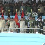 Upacara peringatan HUT ke-80 TNI di Monas, Jakarta, Ahad (5/10/2025). (Foto: setpres)