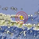 Titik lokasi gempa bumi utama di sebelah tenggara Sumenep dengan kedalaman 11 km dan magnitudo mencapai 6,5. (Foto: tangkapan layar BMKG)