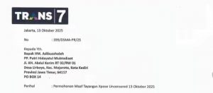 Trans7 Sampaikan Permohonan Maaf ke Pondok Pesantren Lirboyo