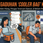 Ilustrasi kegaduhan netizen soal kehilangan tumbler berujung dugaan pemecatan petugas KASI. Foto dibuat Gemini AI.