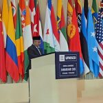 Mendikdasmen Abdul Mu'ti menyampaikan pidato dengan menggunakan Bahasa Indonesia dalam Sidang Umum UNESCO di Samarkand, Uzbekistan, Selasa (4/11/2025). (Foto: tangkapan layar Kemendikdasmen)