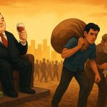 Ketidakadilan sosial. (Ilustrasi dibuat menggunakan SORA)