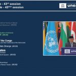 Mendikdasmen Abdul Mu'ti menyampaikan pidato dengan menggunakan Bahasa Indonesia dalam Sidang Umum UNESCO di Samarkand, Uzbekistan, Selasa (4/11/2025). (Foto: tangkapan layar Kemendikdasmen)