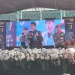 Bupati Bojonegoro, Setyo Wahono, saat menyampaikan sambutan dalam Resepsi Milad ke-113 Muhammadiyah di Halaman Stadion Letjend H Sudirman, Sabtu (29/11/2025). (Foto: Khoirun Nash/ IST)