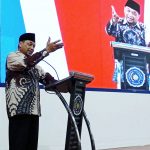 Wakil Ketua PWM Jatim, Ir Tamhid Masyudi, saat menyampaikan sambutan dalam awarding dan closing ceremony ME Confest 2025 di Umsida, Ahad (30/11/2025). (Foto: Ubay NA/ IST)
