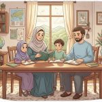 Pendidikan di dalam keluarga menjadi kunci membentuk masyarakat yang sehat dan kuat. Kebiasaan yang diajarkan orangtua kepada anak sangat menentukan perilaku individu di berbagai lingkungan. (Ilustrasi dibuat menggunakan SORA)