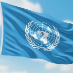 Bendera PBB alias United Nations (UN). (Ilustrasi dibuat menggunakan SORA)