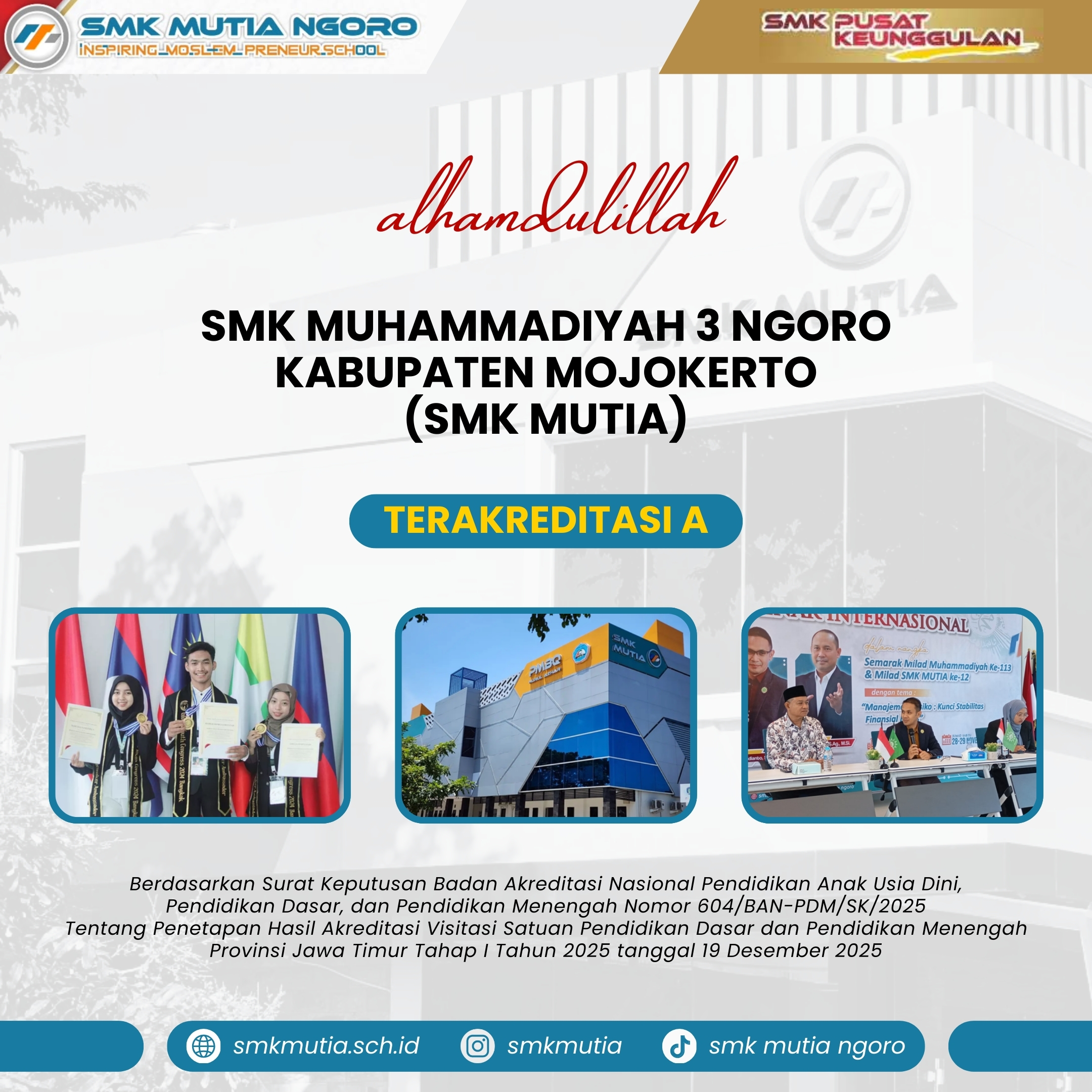 SMK Mutia Ngoro terakreditasi A