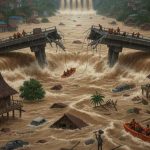 Banjir bandang melanda sejumlah daerah di Sumatera. (Ilustrasi dibuat menggunakan SORA)