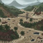 Banjir bandang melanda sejumlah daerah di Pulau Sumatera, mulai dari Aceh, Sumatera Utara, hingga Sumatera barat. (Ilustrasi dibuat menggunakan SORA)