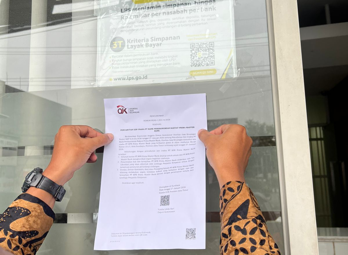 OJK Cabut Izin Usaha BPR Prima Master di Surabaya, Alasannya Ini