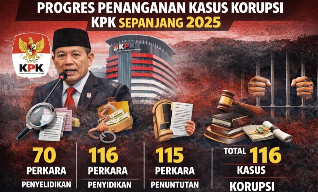 Sepanjang 2025, KPK Tangani 116 Perkara Korupsi, Suap dan Gratifikasi Dominan