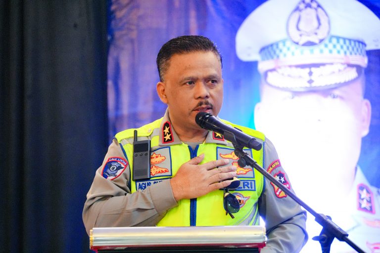 Kakorlantas Polri Irjen Pol. Agus Suryonugroho mengangkat tagline mudik aman, keluarga bahagia pada pelayanan arus mudik dan balik Idulfitri 2026. (Foto: Dok. Korlantas)