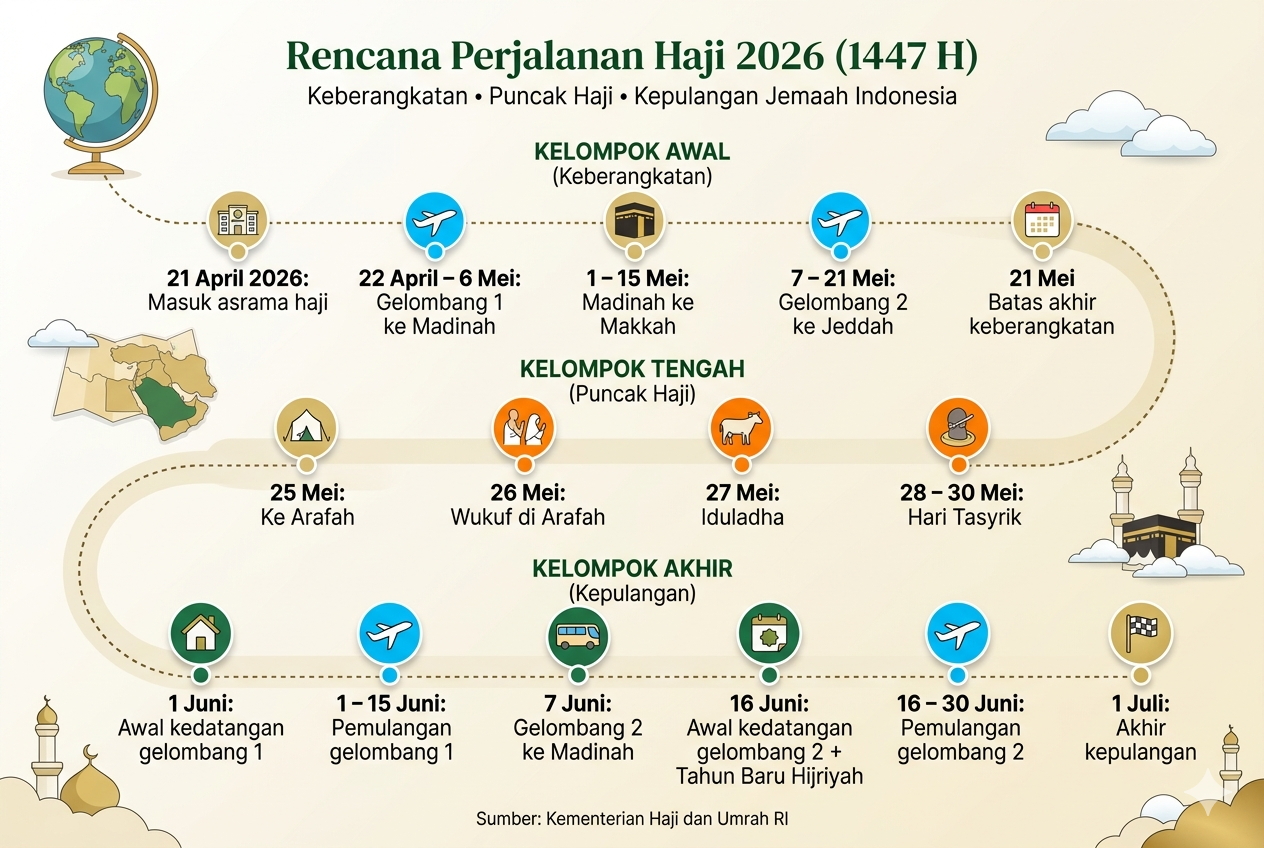 Jadwal Haji 2026 Lengkap, Satgas Haji Ilegal Mulai Bergerak
