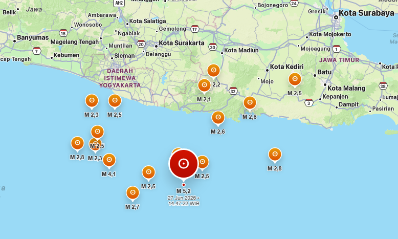 Gempa Pacitan Berkekuatan Magnitudo 5,2, BMKG Imbau Waspadai Gempa Susulan