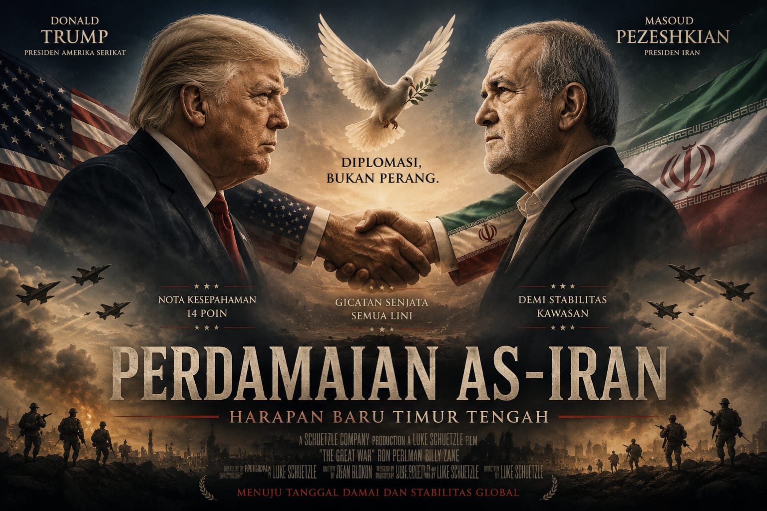 Ilustrasi kesepakatan perdamaian AS-Iran. Foto:AI