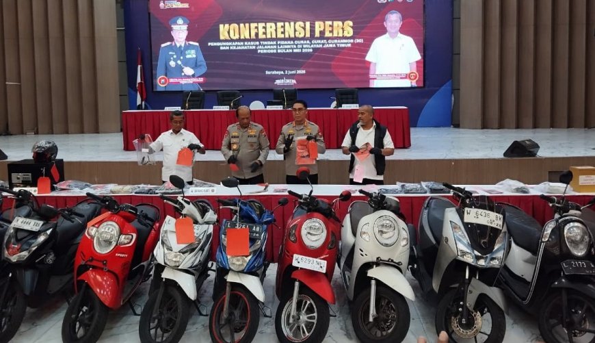 Sebulan, Polda Jatim Bongkar 320 Kasus Kejahatan Jalanan: Amankan 100 Motor dan 12 Mobil