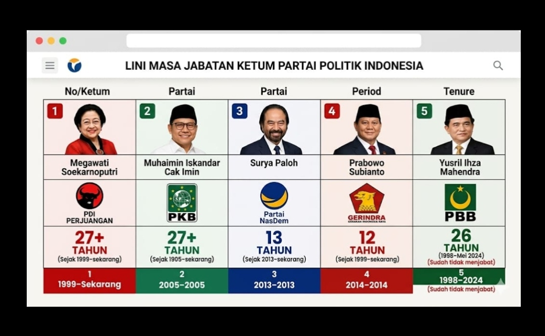 ​Gugatan Masa Jabatan Ketua Umum Parpol Bergulir di MK, Intip Lima Pemimpin Partai Terlama di Indonesia