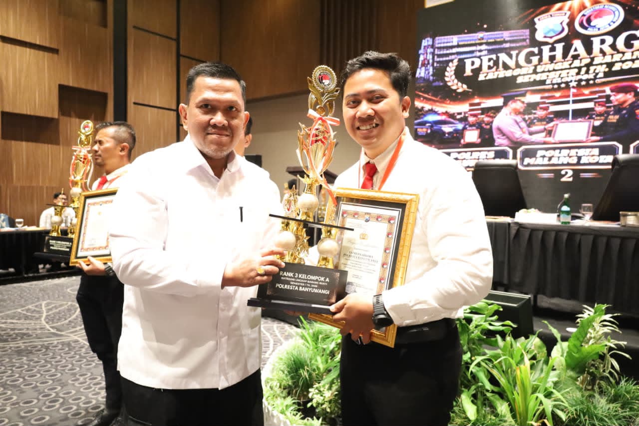 Satresnarkoba Polresta Banyuwangi Raih Ranking III Kategori Barang Bukti Terbanyak dari Polda Jatim