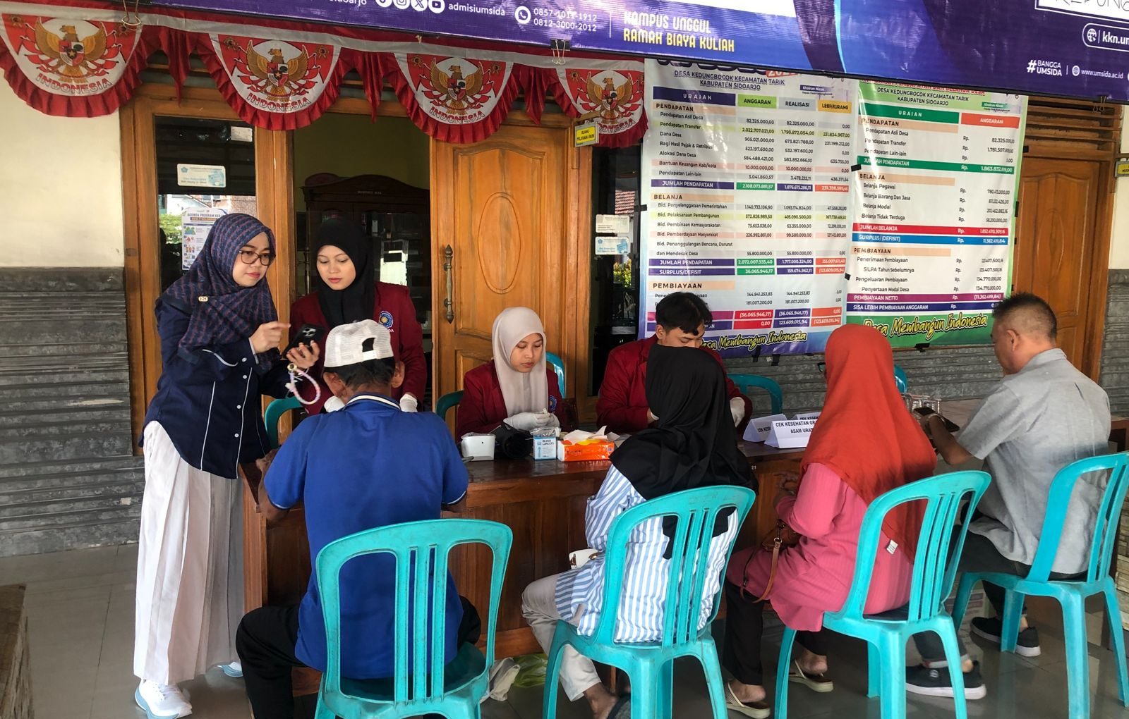 Mahasiswa KKN Umsida Gandeng PMI, Gelar Donor Darah dan Cek Kesehatan Gratis di Desa Kedungbocok