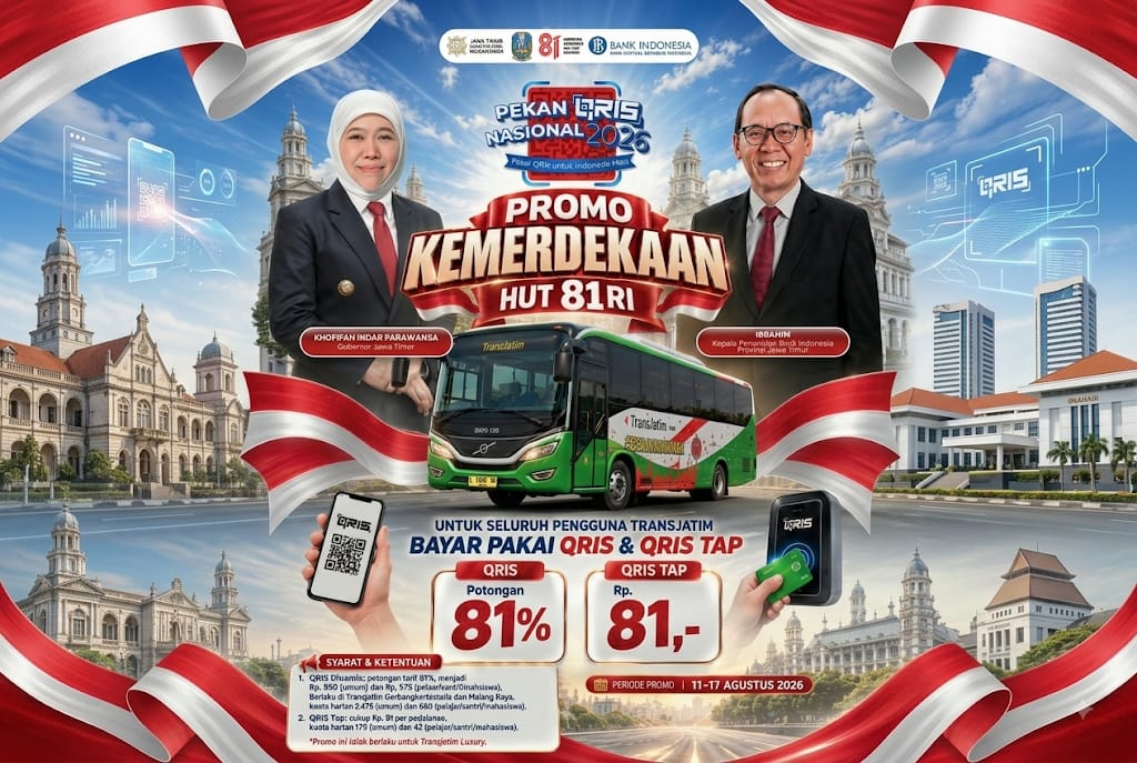 Sambut HUT ke-81 RI, Khofifah Pangkas Tarif Trans Jatim hingga 81 Persen