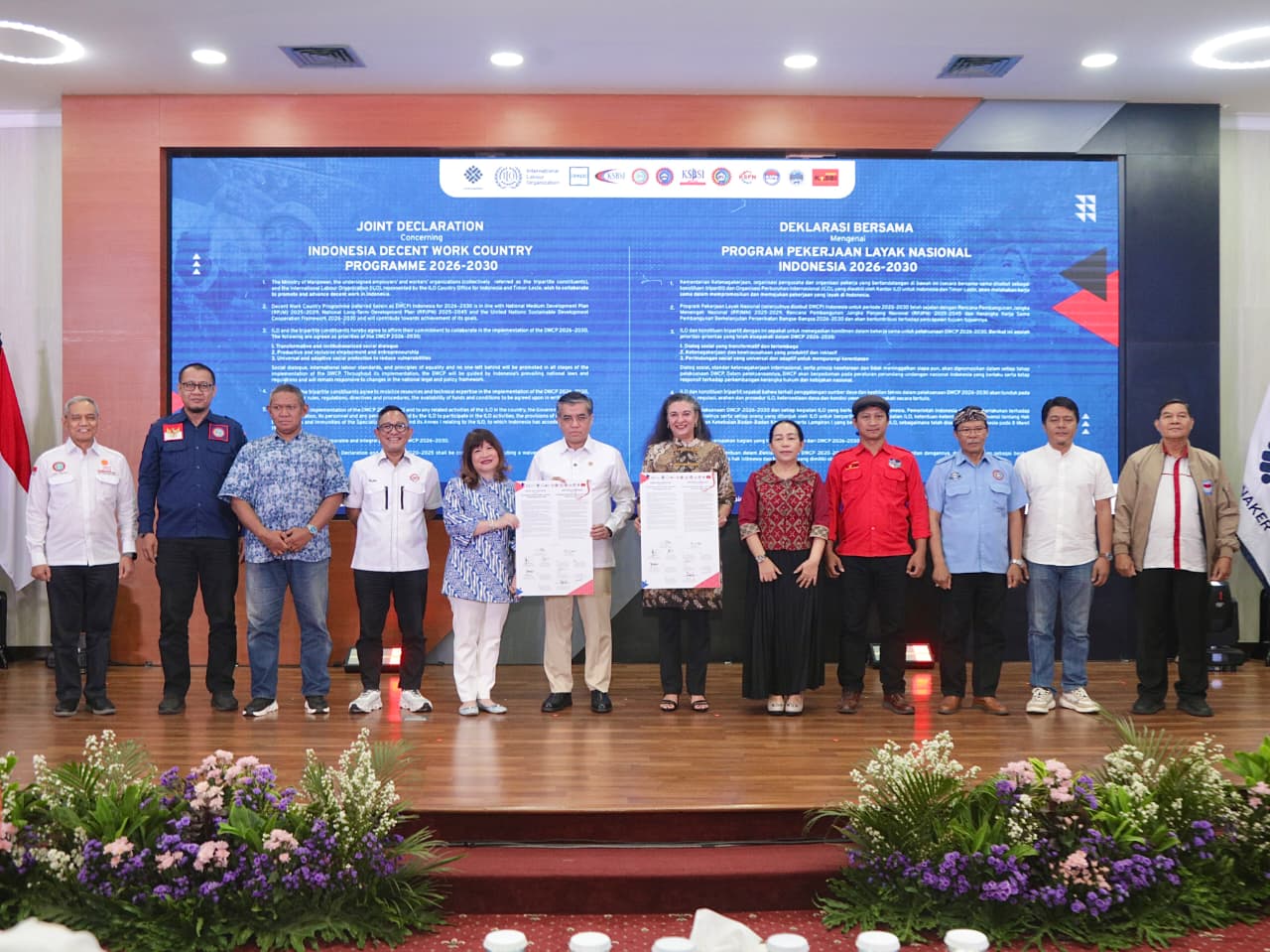 Kemnaker, Pengusaha, Serikat Pekerja, dan ILO Teken Deklarasi Pekerjaan Layak 2026-2030