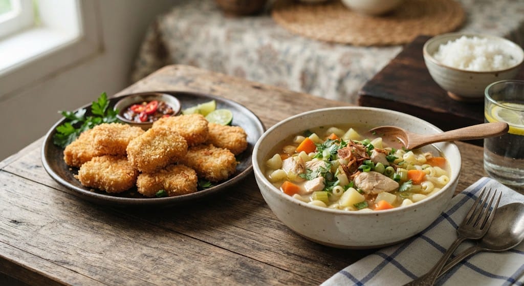 Nugget Tempe dan Sup Ayam Makaroni, Menu Hemat untuk Penuhi Nutrisi Keluarga