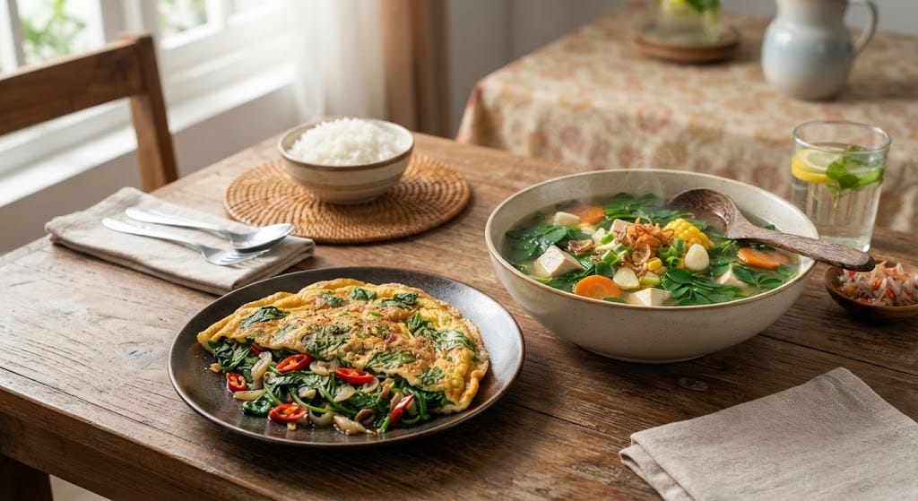 Telur Dadar Bayam dan Sup Kelor, Menu Rp21.500 untuk 4 Porsi